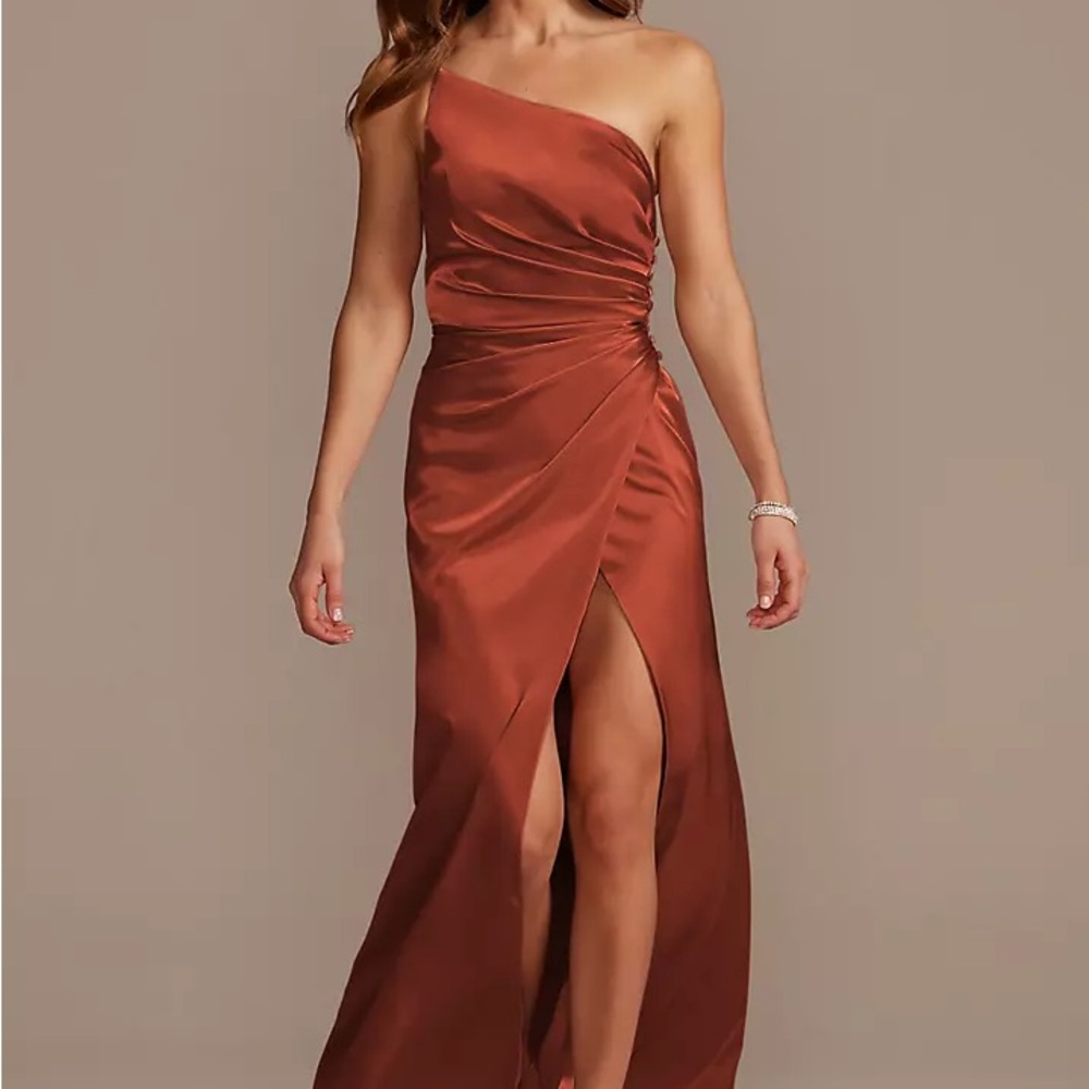 Chic One-Shoulder Copper Dress